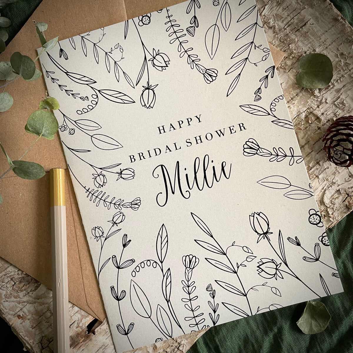 botanical bride to be card for bridal shower