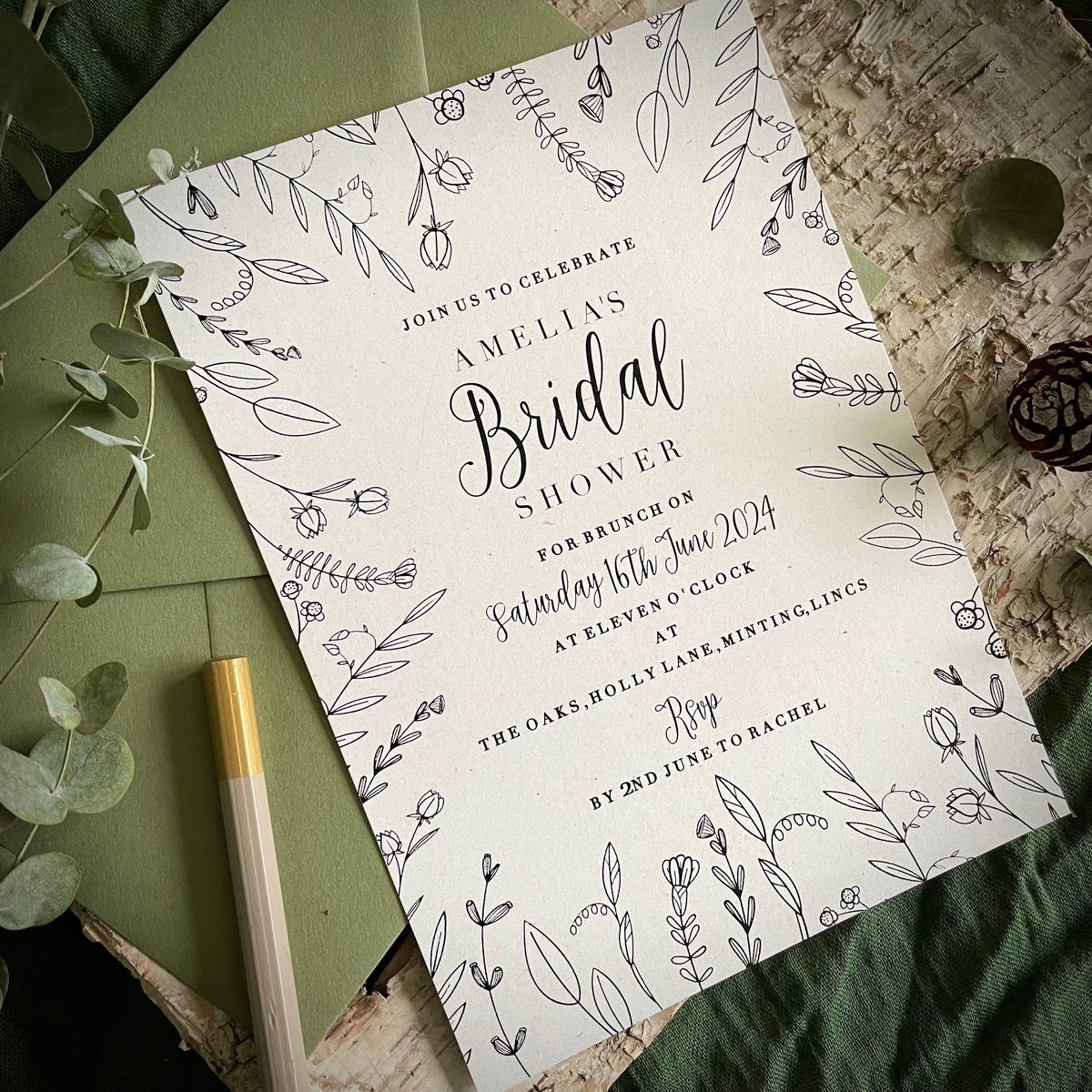 Botanical Floral Bridal Shower Invitation