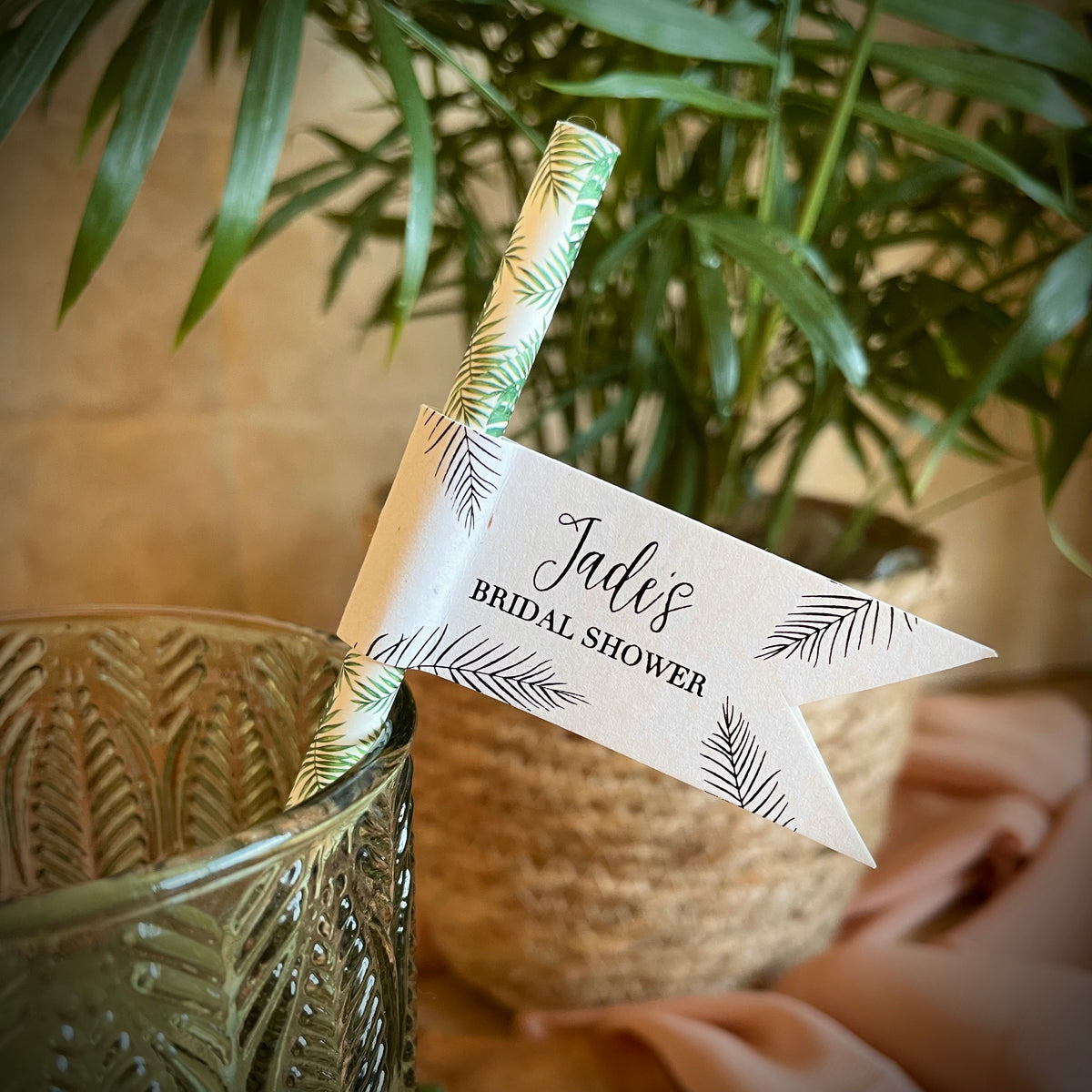 botanical bridal shower decorations for drinks