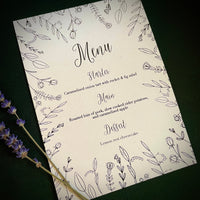 botanical illustration menu card