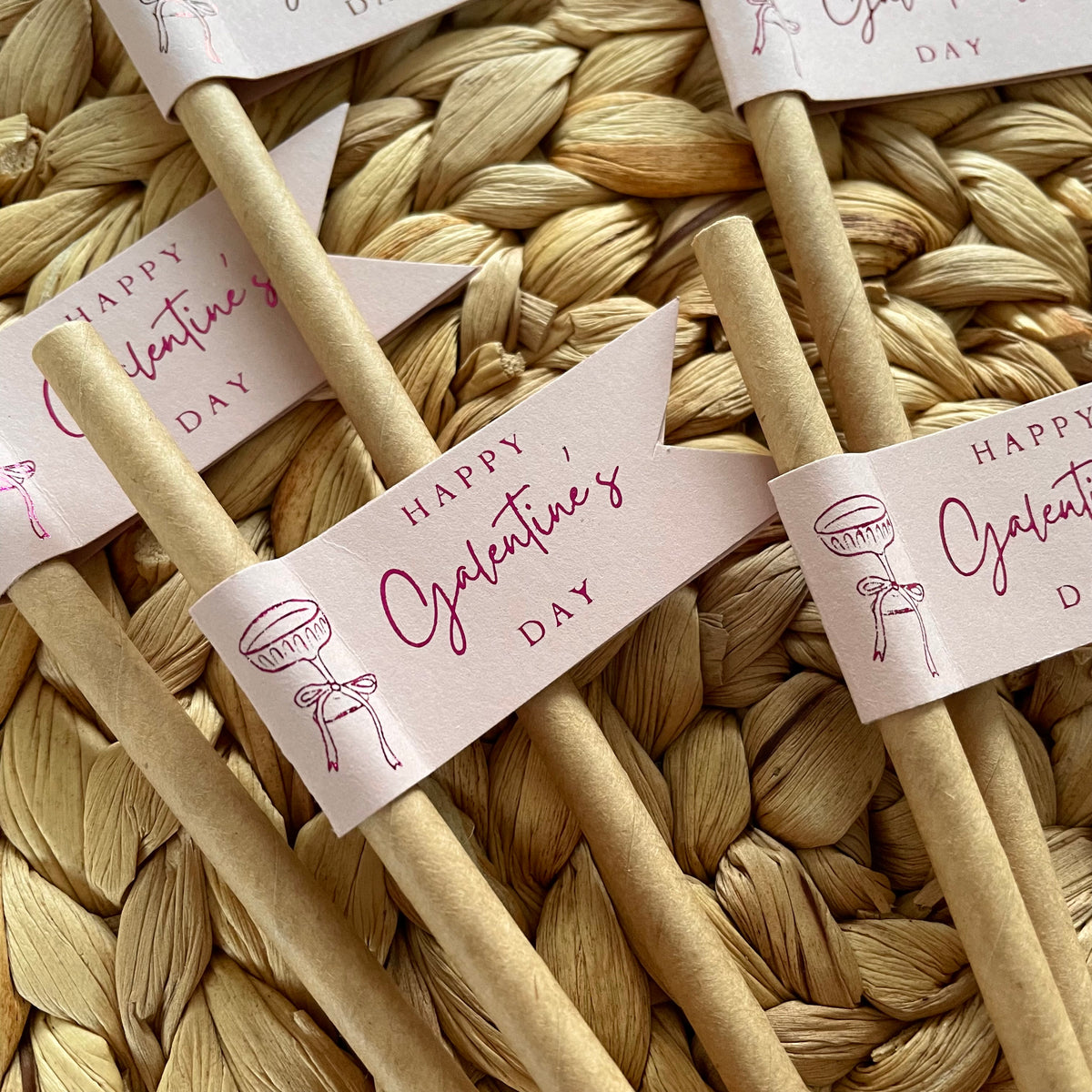 pink paper drink straws for galentines party