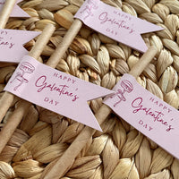 happy galentines day straw flags for drinks party