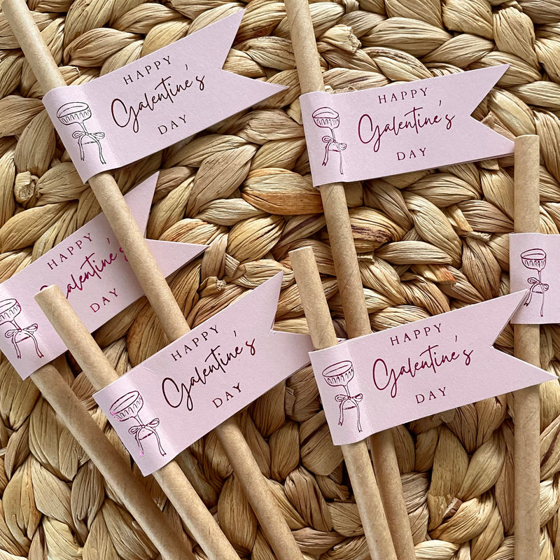 pink drink straws for galentines day dinner party
