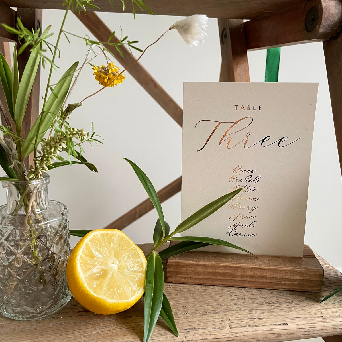 Cream & gold foil elegant individual table plan cards