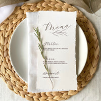 elegant foliage wedding menu