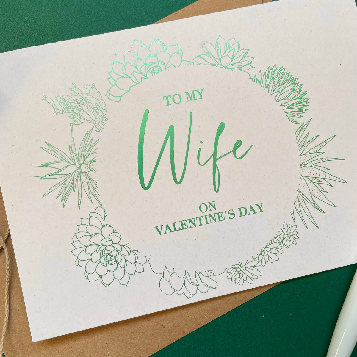 succulent plant card for valetines day wife