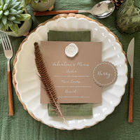 rustic menu card with white love wax seal