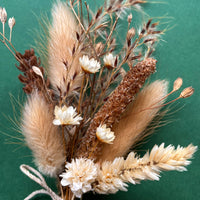 brown and beige wedding buttonhole for bridal party