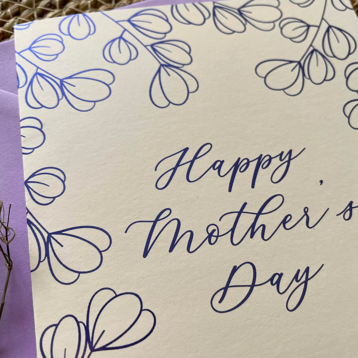 happy mothers day card floral pattern lilac foil and envelope