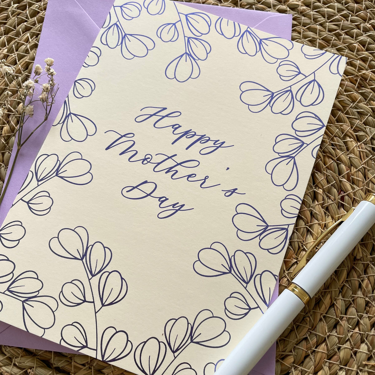 mothers day card floral design in lilac 