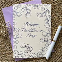 happy mothers day card floral pattern in lilac