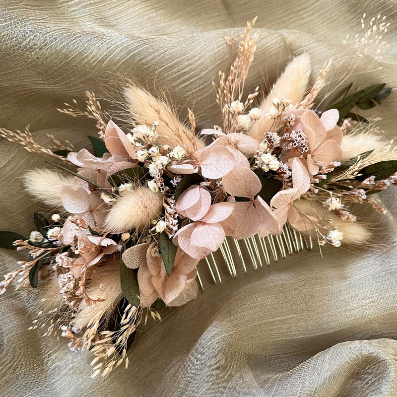 blush pink hair accessory for rustic wedding