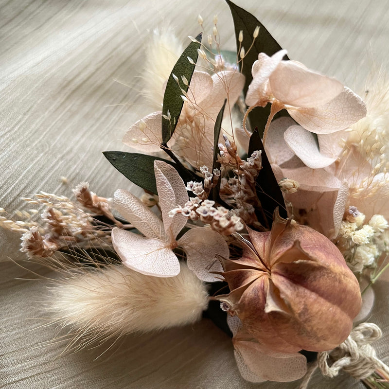 rustic wedding buttonhole with dried flowers