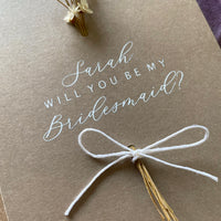 dried flower bridesmaid proposal card rustic style