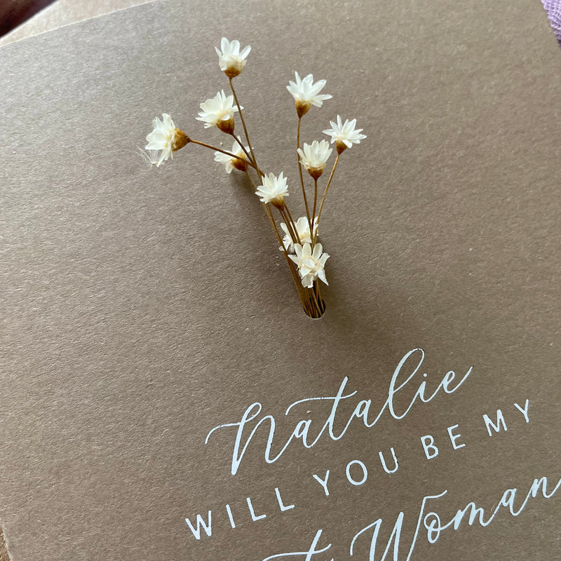 dried flower best woman card for wedding day