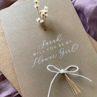 dried flower proposal card for flower girl