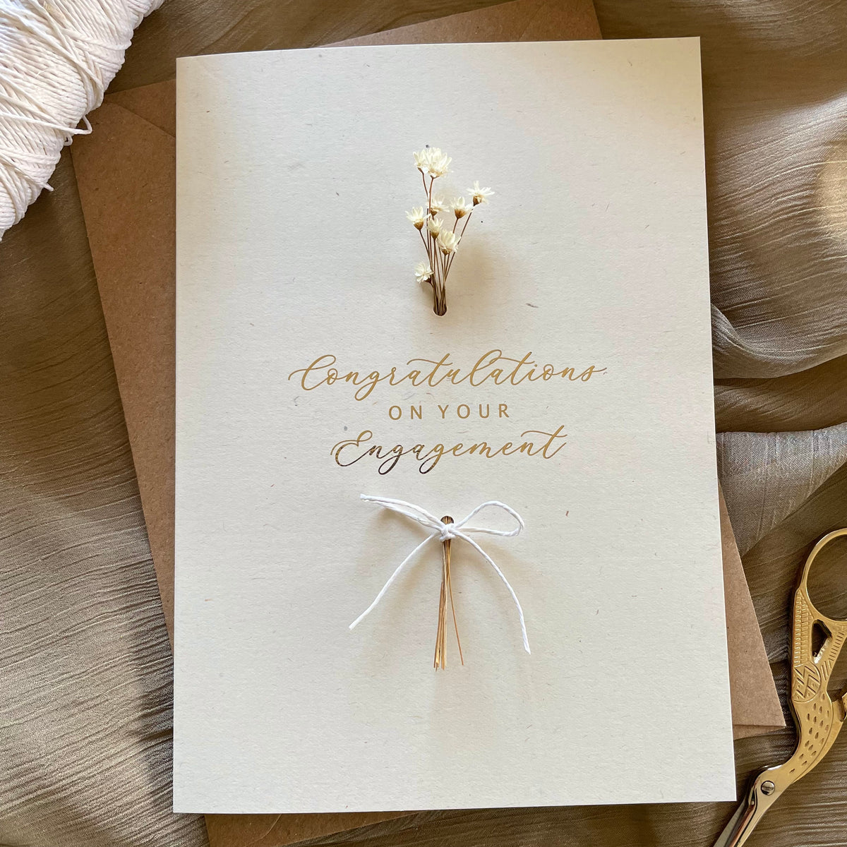 Congratulations on your engagement dried flower card