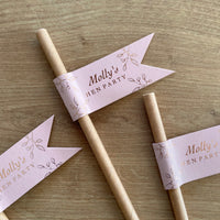 blush pink and rose gold hen party drink straws