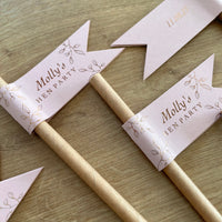 brown paper straw with personalised text for blush pink and rose gold themed hen party 