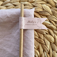 brown paper straw with blush pink and rose gold foil for hen party drinks