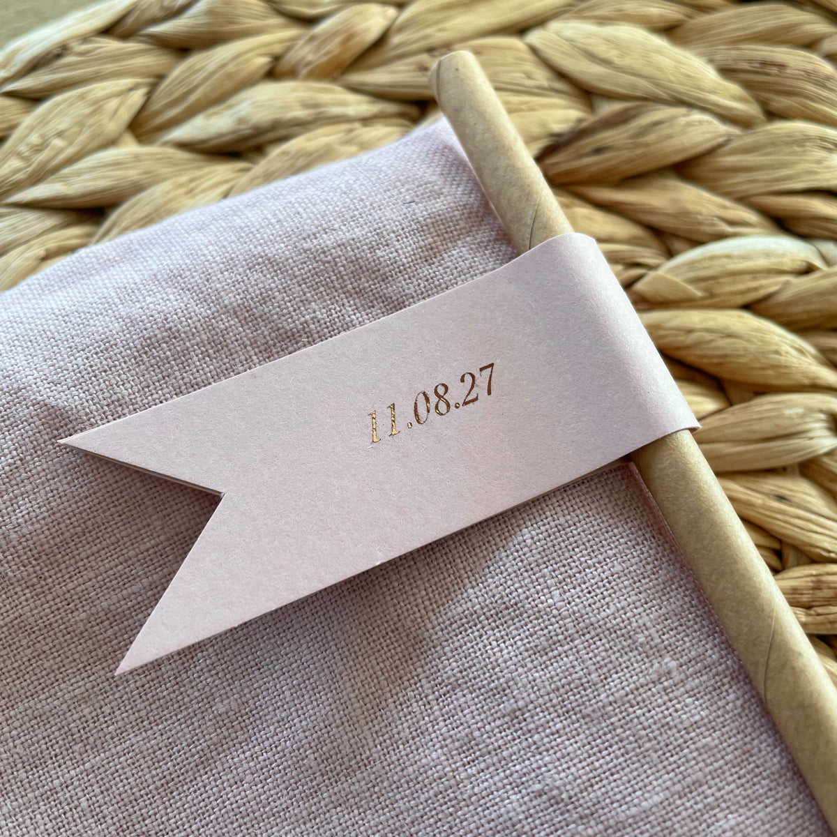brown paper drink straw personalised with bride to be name for hen party 