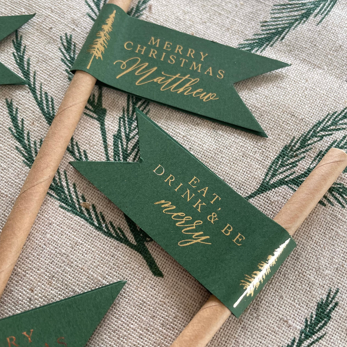 forest green christmas drink straws