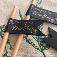 black and gold paper drink straws for party