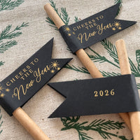 cheers to the new year straw flags for dinner party