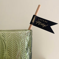decorative drink straw let's be merry gold text for christmas