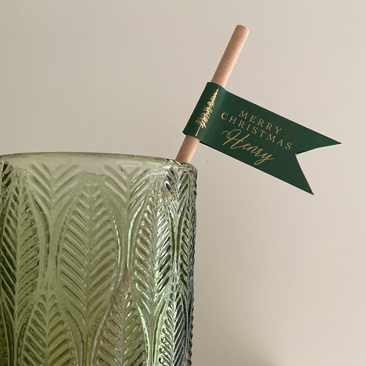 Personalised Merry Christmas drink straws