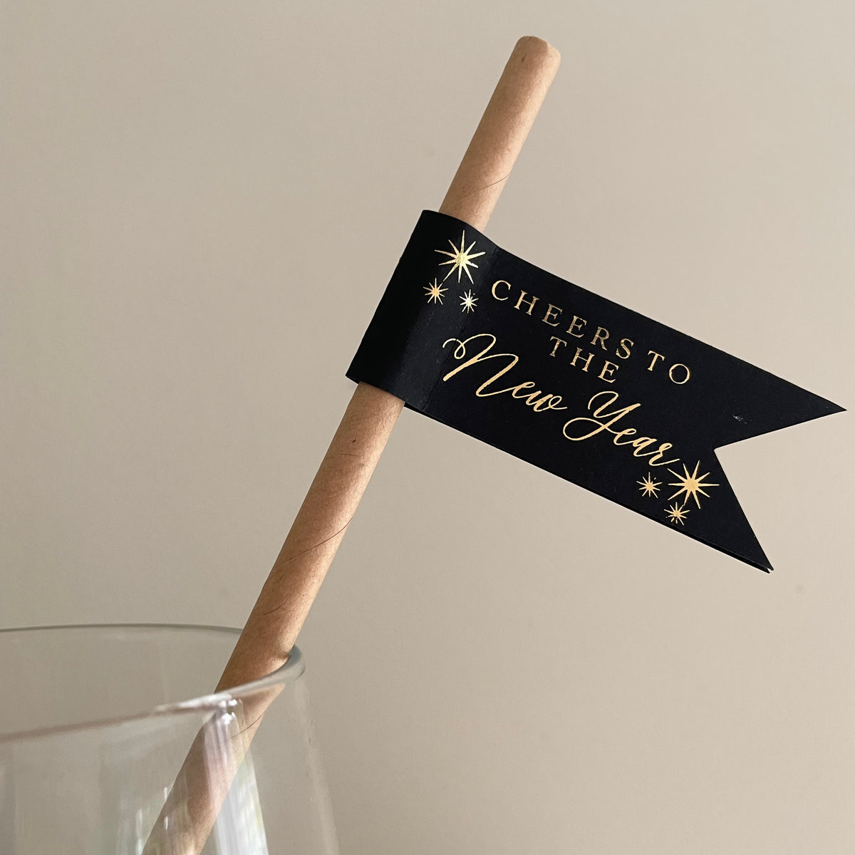 black and gold paper drink straws for party