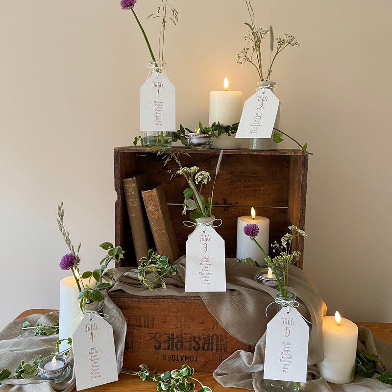 luggage table plan tags for rustic seating plan display