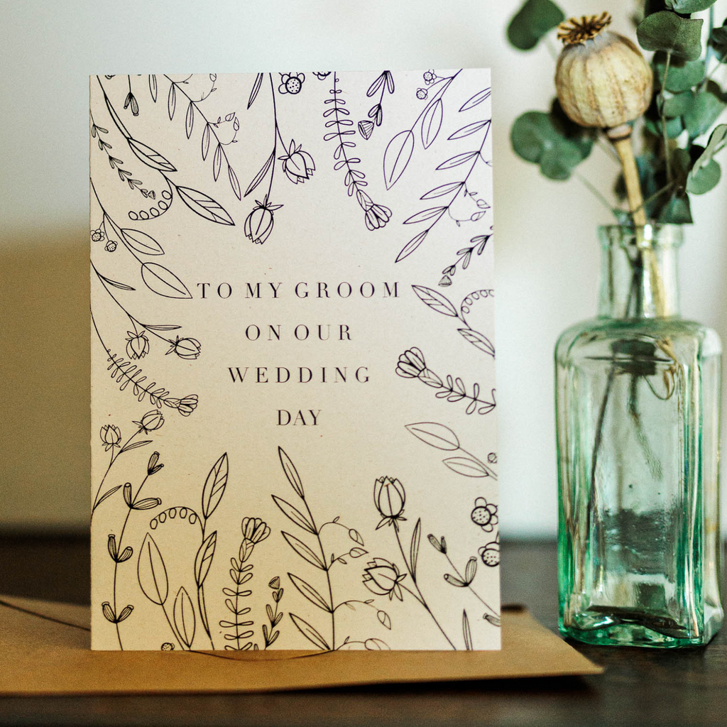 botanical to my groom on our wedding day card