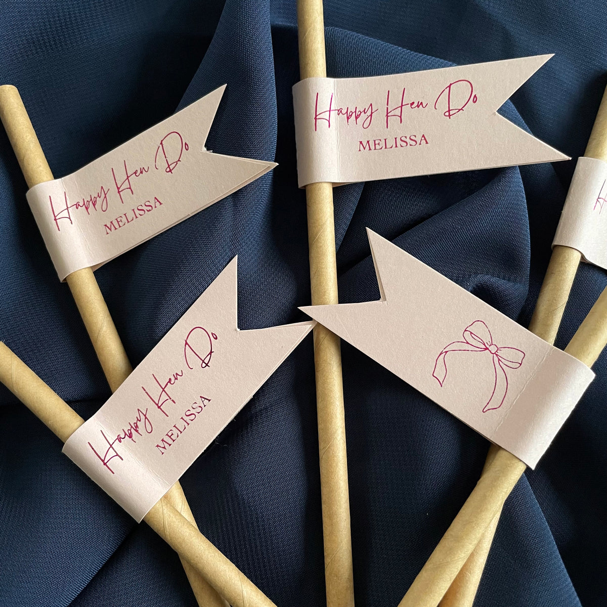 blush and hot pink drink straws for hen party