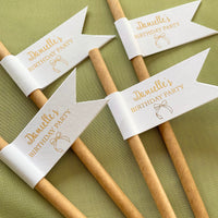 white and gold foil birthday drink straws