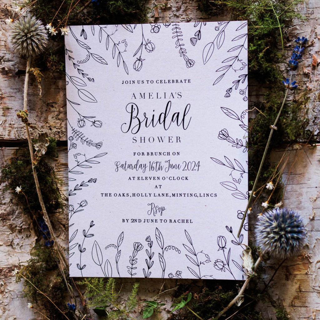 botanical florals bridal shower invite