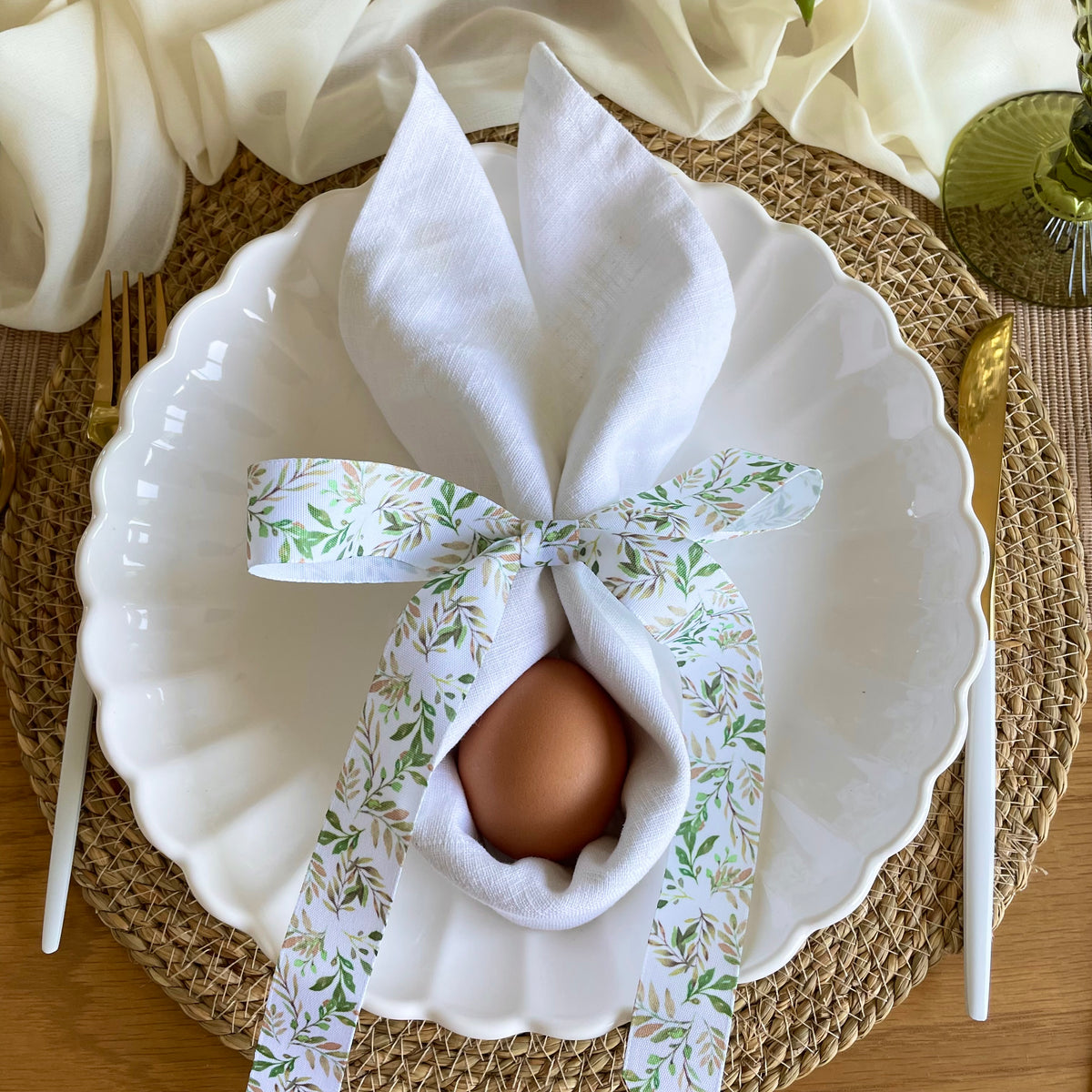 botanical spring ribbon bows for napkins