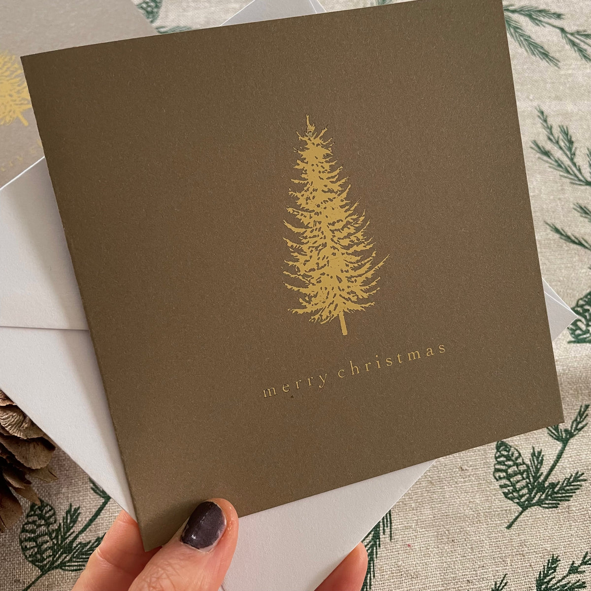 5 simple gold foil christmas tree cards