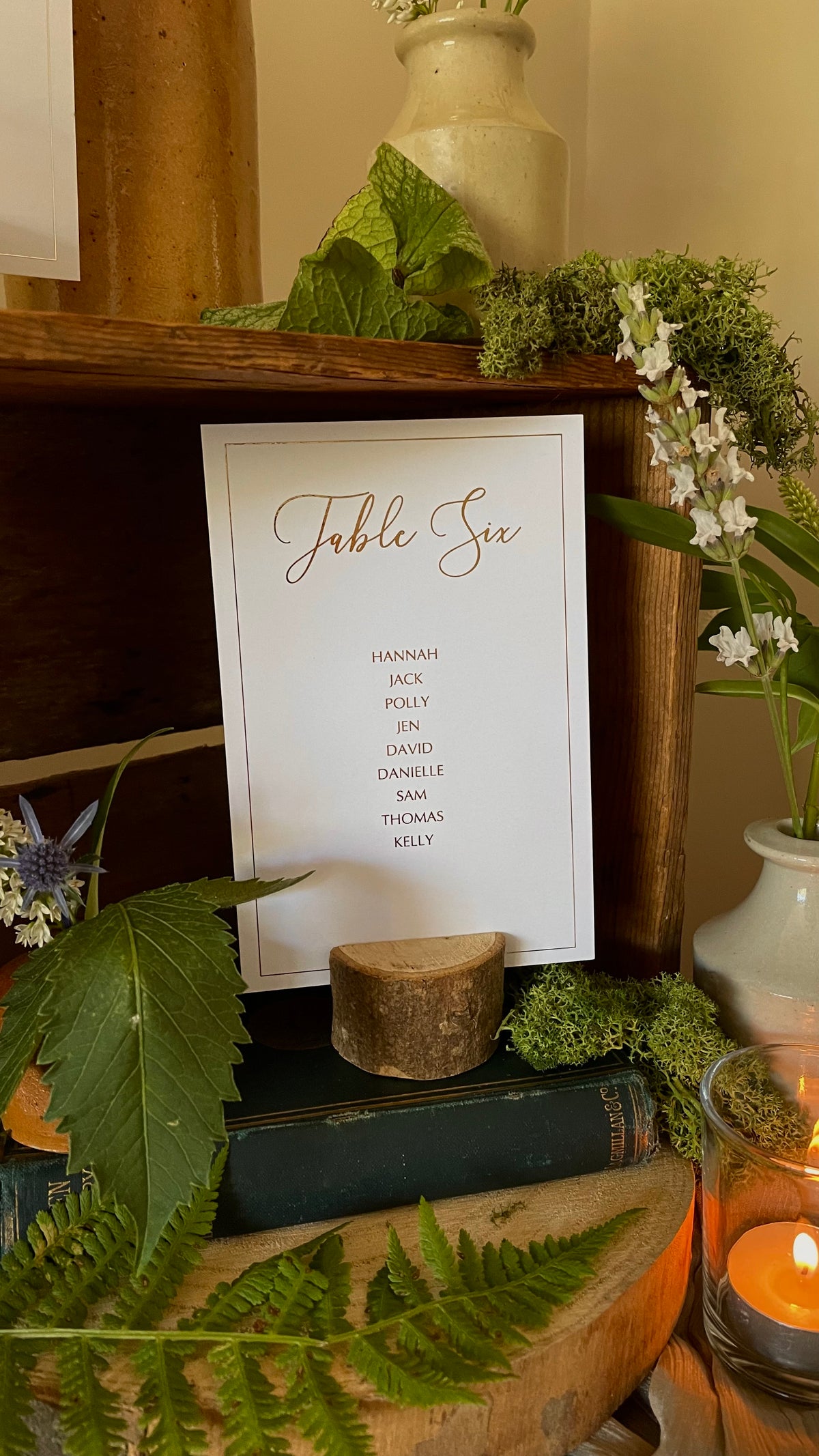 Individual table plan cards & headers with border
