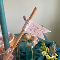 cheers to the newlyweds drink straws