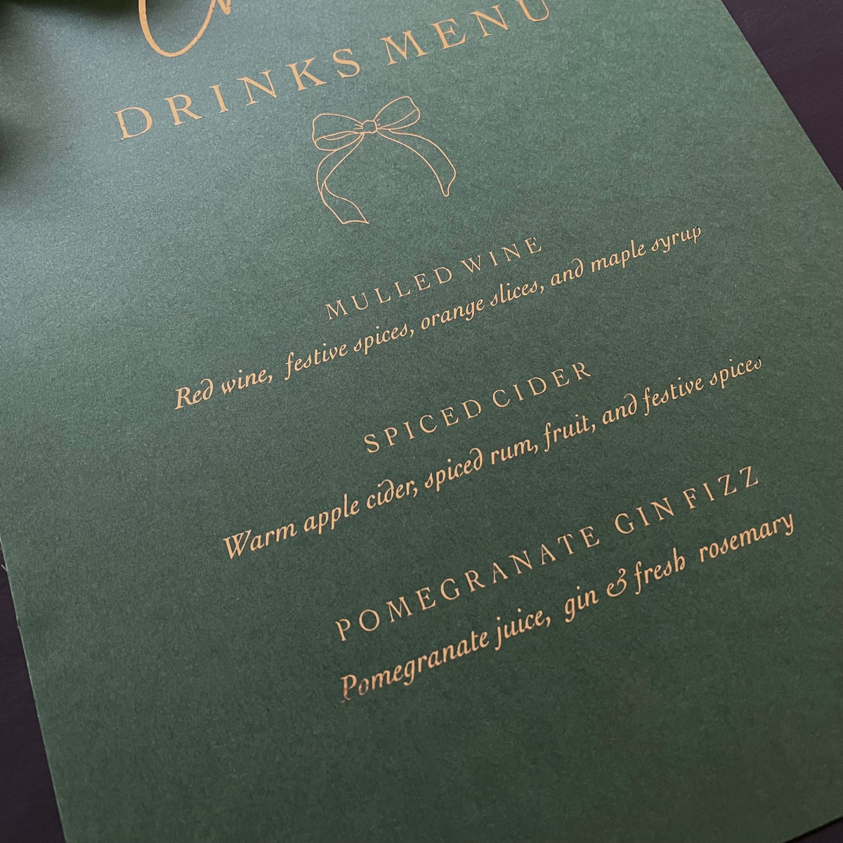 christmas drinks sign for dinner party