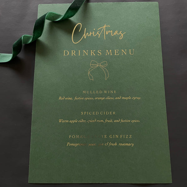 personalised drinks menu sign for hosting