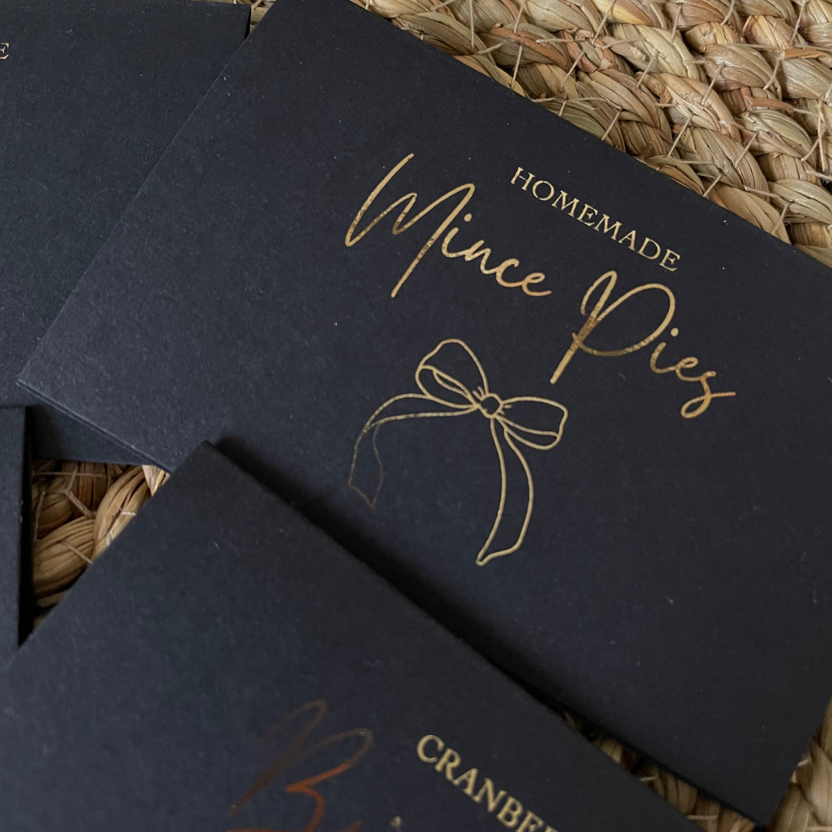 black and gold new years eve food labels