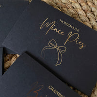 black and gold new years eve food labels