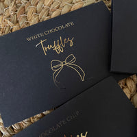 food labels for dinner party black and gold