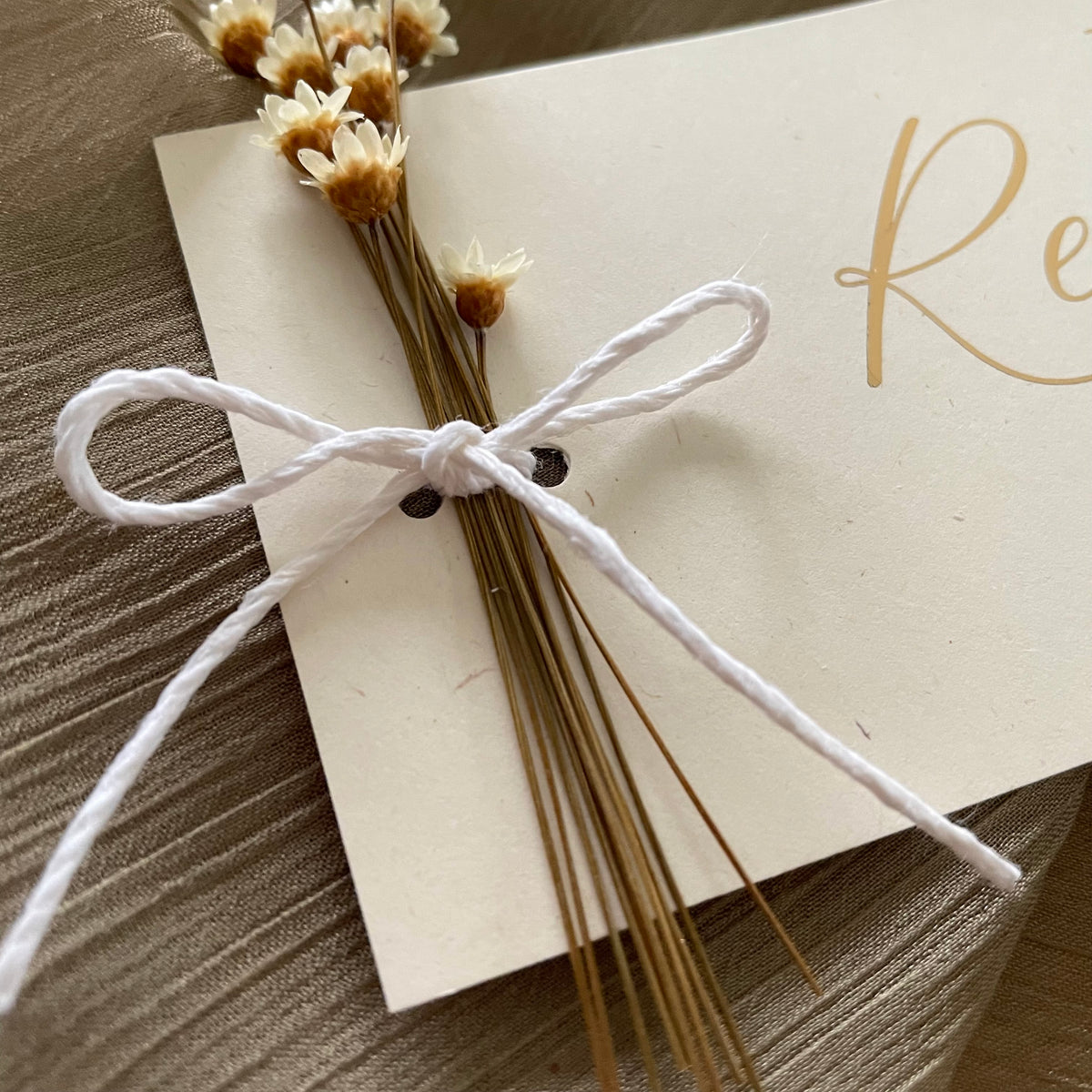 dried flower wedding ceremony cards for chairs