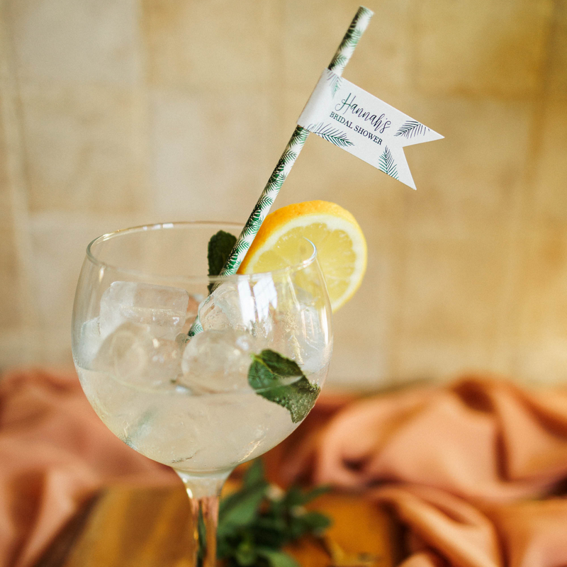 fun cocktails straw flags for bridal shower