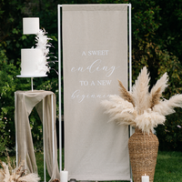 fabric wedding cake sign