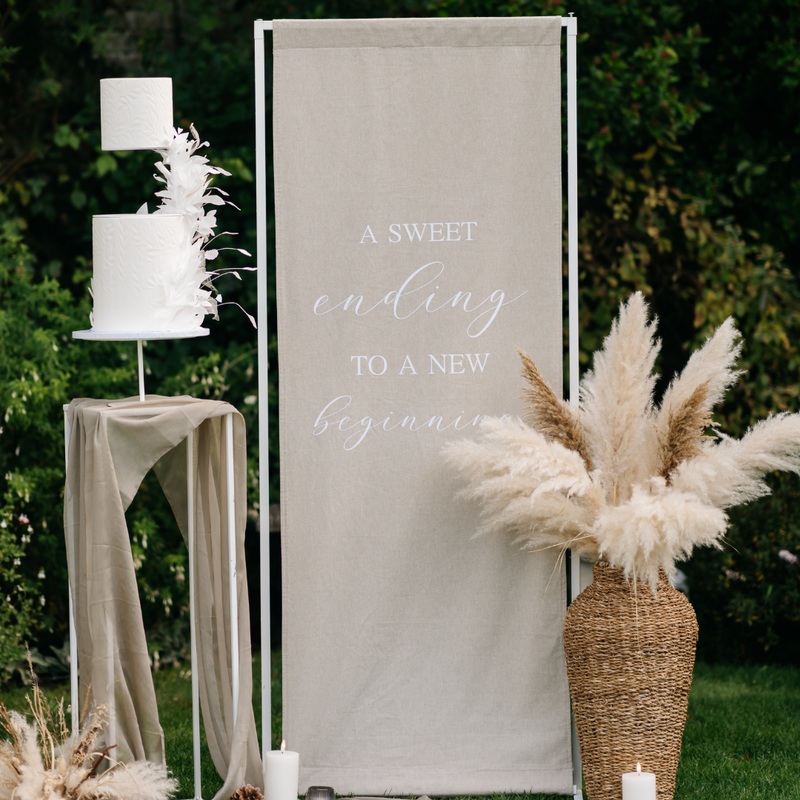 fabric wedding cake sign