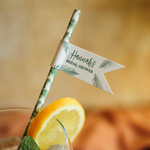 personalised bridal shower straw flags tropical theme